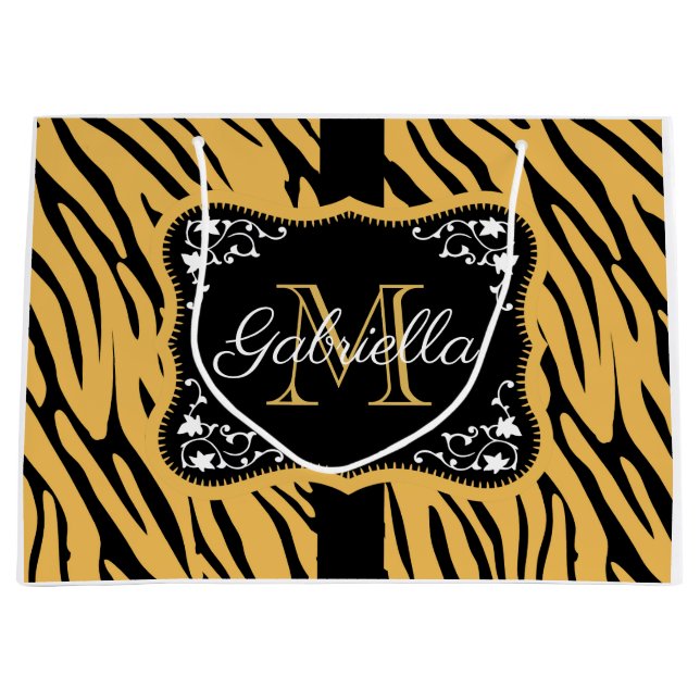 Sacola Para Presentes Grande Impressão de Leopardo Bonito (Frente)