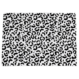Sacola Para Presentes Grande Impressão de Leopardo Preto Branco      