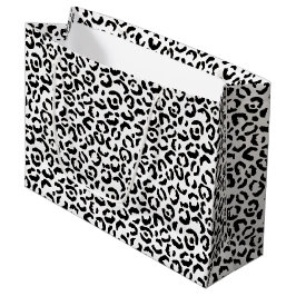 Sacola Para Presentes Grande Impressão de Leopardo Preto Branco