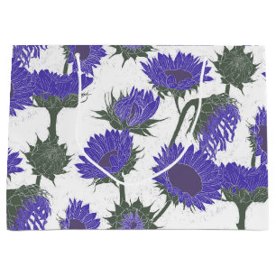 Sacola Para Presentes Grande Impressão de madeira Roxo de girassol