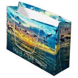 Sacola Para Presentes Grande Impressão de Sol Colorida Ocean