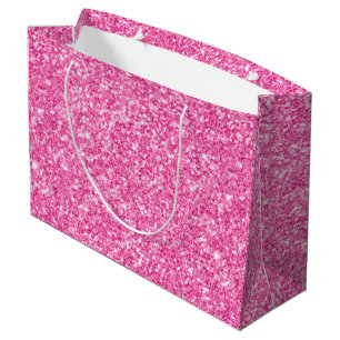 Sacola Para Presentes Grande Impressão de Textura Luminosa Rosa