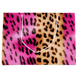 Sacola Para Presentes Grande Impressão do Leopardo Rosa-Girassol
