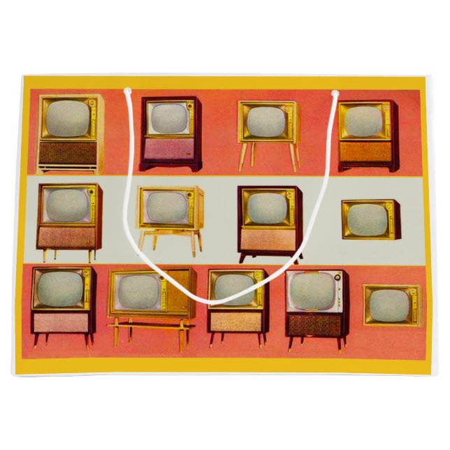 Sacola Para Presentes Grande impressão dos televisores de 1956 (Frente)