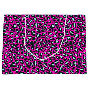 Sacola Para Presentes Grande Impressão em animais Leopardo Cor-de-Rosa Moderna