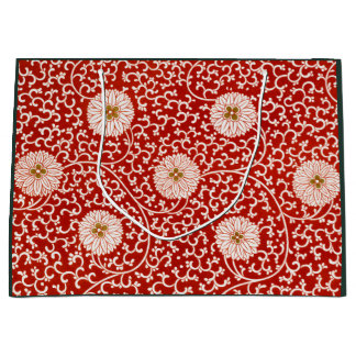 Sacola Para Presentes Grande Impressão FLORAL CHINÊS DE PRESENTE EM VERMELHO E 