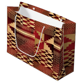 Sacola Para Presentes Grande Impressão Kwanzaa Kente (Vermelho/Dourado)