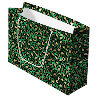 Sacola Para Presentes Grande Impressão Ousada de Leopardo Verde | Estampa Glamo