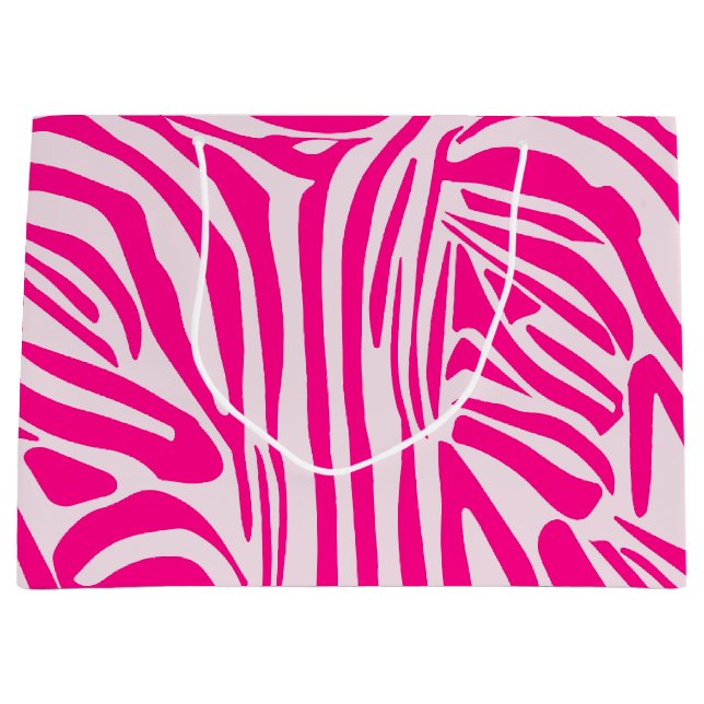 Sacola Para Presentes Grande Impressão zebra rosa (Frente)