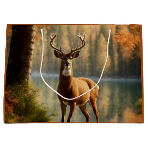 Sacola Para Presentes Grande Incrível Buck de Doze Pontos nas Águas do outono