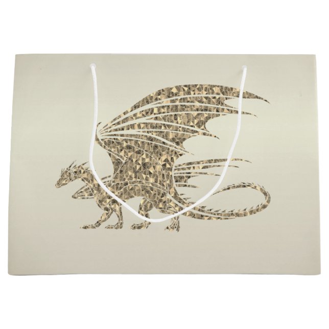 Sacola Para Presentes Grande Incrível Ouro de Dragão Mosaico (Frente)