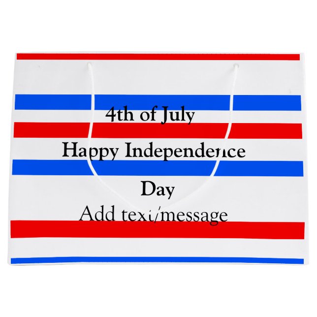 Sacola Para Presentes Grande Independência do azul vermelho Dia 4 de julho (Frente)