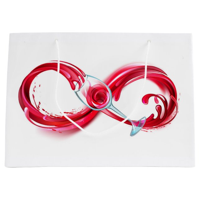 Sacola Para Presentes Grande Infinidade com vinho tinto (Frente)