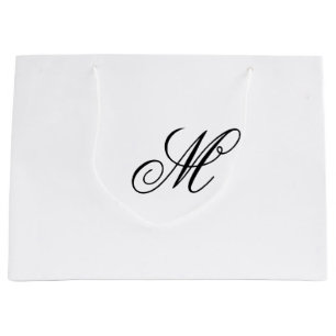 Sacola Para Presentes Grande Iniciais de Monograma Elegante