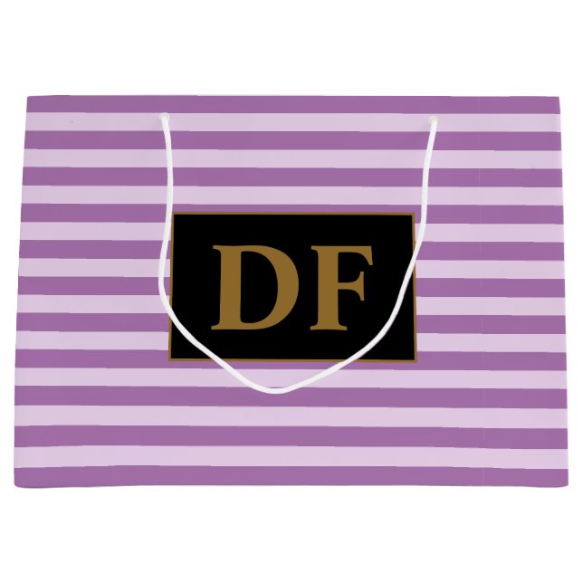 Sacola Para Presentes Grande Iniciais Personalizados - Linhas Roxas (Frente)