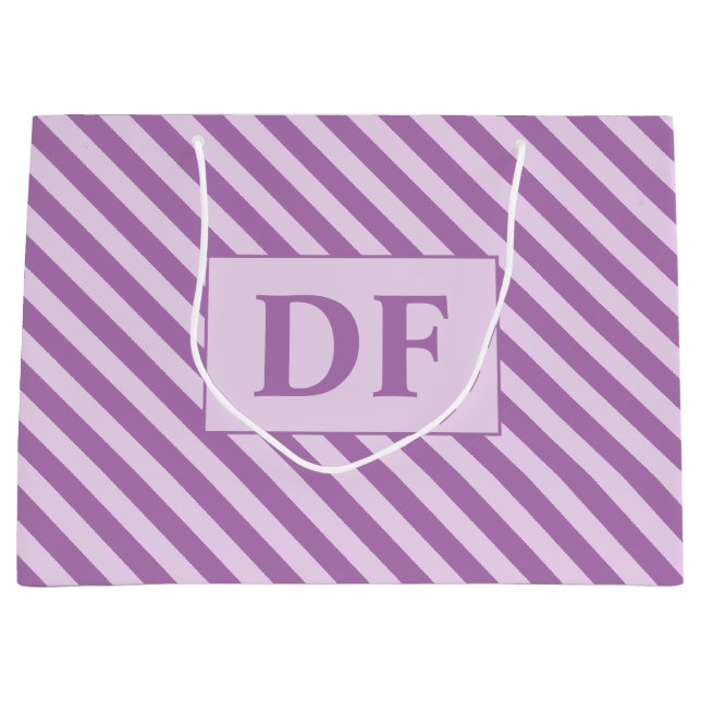 Sacola Para Presentes Grande Iniciais Personalizados - Linhas Roxas (Frente)