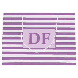Sacola Para Presentes Grande Iniciais Personalizados - Linhas Roxas/Brancas