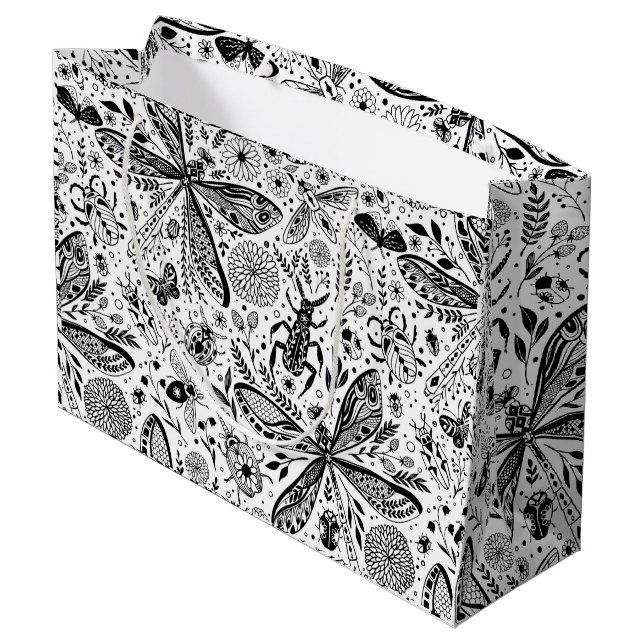 Sacola Para Presentes Grande Insetos de porta em azul escuro (Verso inclinado)