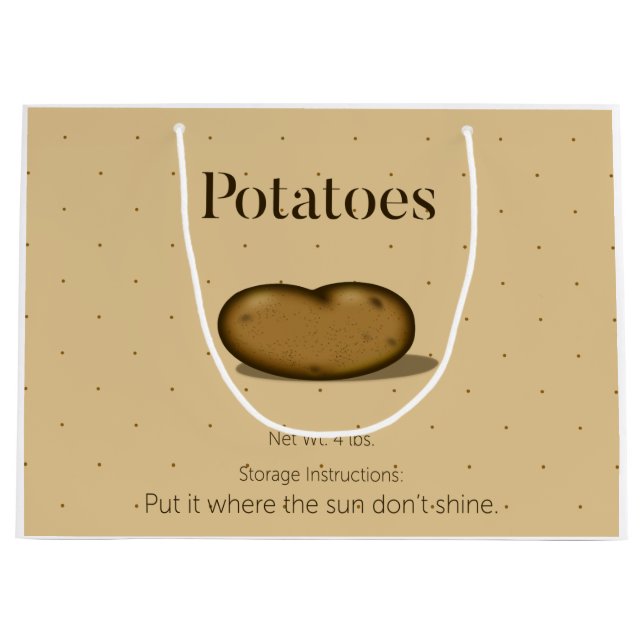 Sacola Para Presentes Grande Instruções Humorísticas De Armazenamento De Comida (Frente)