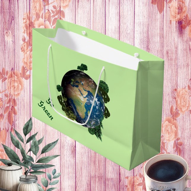Sacola Para Presentes Grande Ir para jardineiros verdes (Go Green Gardeners Large Gift Bag)