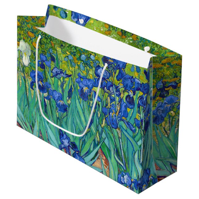Sacola Para Presentes Grande Irises, Vincent van Gogh Large Gift Bag (Frente inclinada)