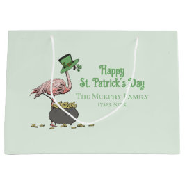 Sacola Para Presentes Grande Irish Shamrock Flamingo St. Patrick’s Day Party
