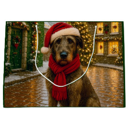 Sacola Para Presentes Grande Irish Wolfhound Holiday 
