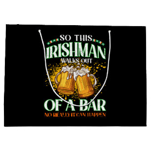 Sacola Para Presentes Grande Irlandês Bebendo Cerveja Dia de São Patrício