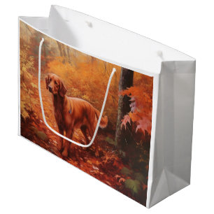 Sacola Para Presentes Grande Irlandês Red Setter no outono deixa cair inspiraçã