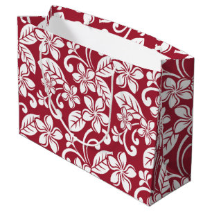 Sacola Para Presentes Grande ISLAND PLUMERIA (CARDINAL RED) Saco de presentes