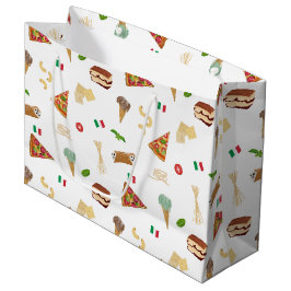 Sacola Para Presentes Grande Italian Food Pizza Pasta Tiramisu Pattern