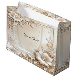 Sacola Para Presentes Grande Ivory Flowers Gift Bag
