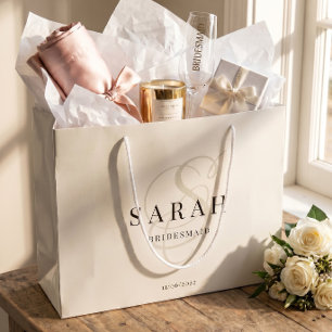 Sacola Para Presentes Grande Ivory Monograma Personalizado Bridesmaid