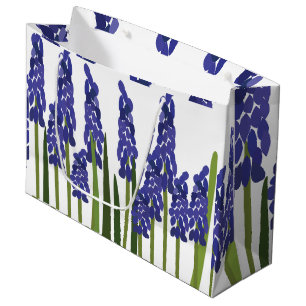 Sacola Para Presentes Grande Jacinto de Uva Roxo Azul Flor Flora