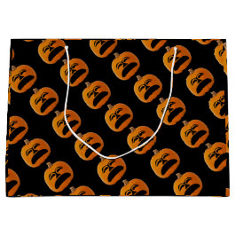 Sacola Para Presentes Grande Jack o Lanterna Infeliz Rosto Pumpkin do Halloween