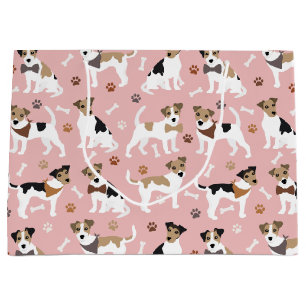 Sacola Para Presentes Grande Jack Russell Terrier Paws e Ossos Grande Saco de P