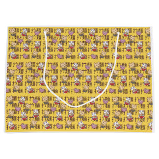 Sacola Para Presentes Grande Japanese Kawaii Anime Cat Ramen Noodles