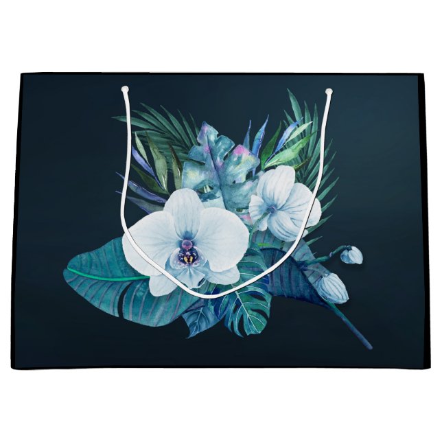 Sacola Para Presentes Grande Jardim das Orquídeas da Meia-Noite do Havaí (Frente)