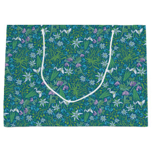 Sacola Para Presentes Grande Jardim de Primavera Dia das Mães Azul Roxo Branco