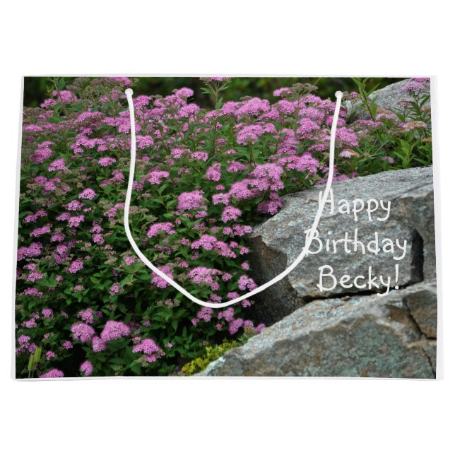 Sacola Para Presentes Grande Jardim de Rocha Rosa (Frente)