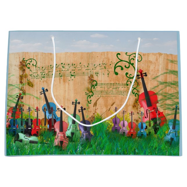 Sacola Para Presentes Grande Jardim do violino (Frente)
