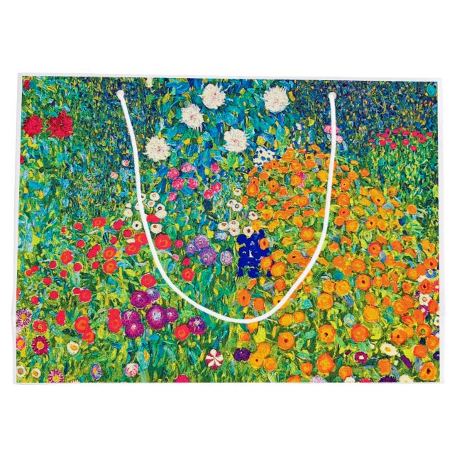 Sacola Para Presentes Grande Jardim Flor, Gustav Klimt (Verso)