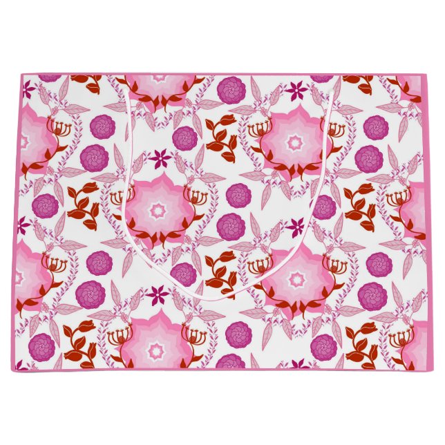 Sacola Para Presentes Grande Jardim rosa (Frente)