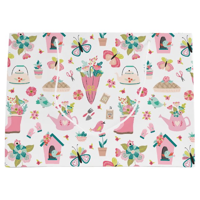 Sacola Para Presentes Grande Jardim Springtime (Frente)