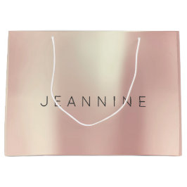 Sacola Para Presentes Grande Jeannie Rosa Dourada Blush - Presente Mínimo