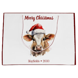 Sacola Para Presentes Grande Jersey Cow "Moory Christmas"