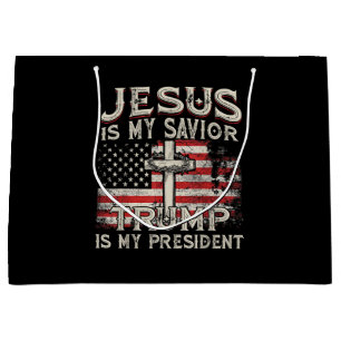 Sacola Para Presentes Grande Jesus é o meu salvador é o meu presidente american