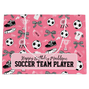 Sacola Para Presentes Grande Jogador de futebol feminino - Saco de Presente Ros