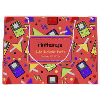 Sacola Para Presentes Grande Jogos de Retro Vermelho
