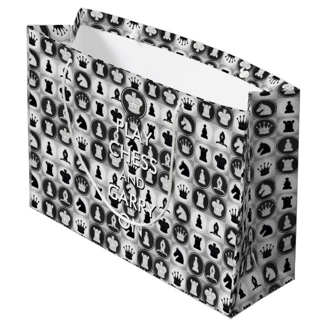 Sacola Para Presentes Grande Jogue a xadrez e continue (Verso inclinado)